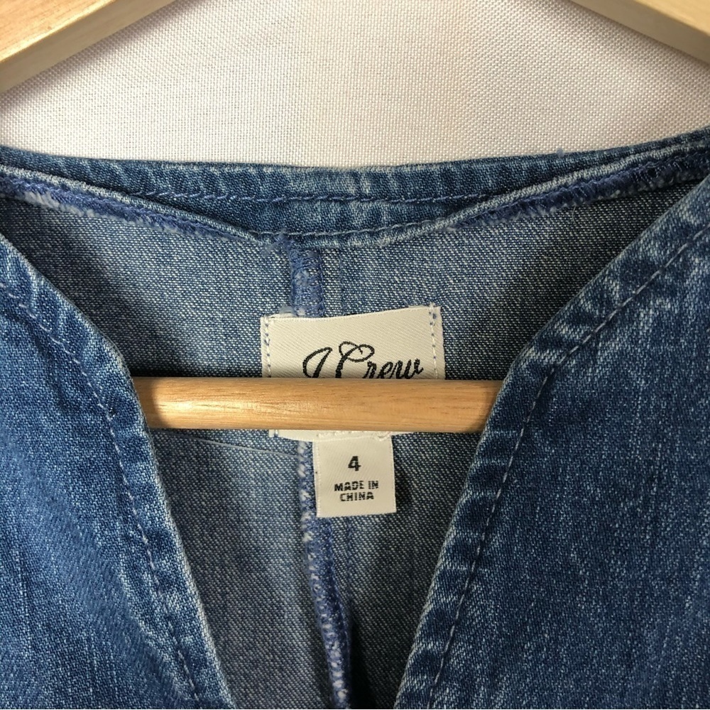 J. Crew‎ Blue Denim Short Sleeve V-Neck Mini Dress 4 - Picture 6 of 6